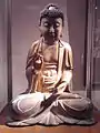 Seated Buddha, 11th-12th century. Gilded wood, h. 62&nbsp;cm. Musée Guimet.