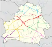 Map of the system &nbsp;&nbsp;Minsk branch; &nbsp;&nbsp;Baranavichy (Baranovichi) branch; &nbsp;&nbsp;Brest branch; &nbsp;&nbsp;Homiel (Gomel) branch; &nbsp;&nbsp;Mahiliow (Mogilev) branch; &nbsp;&nbsp;Viciebsk (Vitebsk) branch