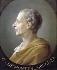 Image 16Montesquieu, who argued for the separation of the powers of government (from Liberalism)