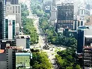 Reforma and the Angel of Independence as seen from the Torre Mayor
